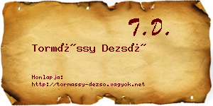 Tormássy Dezső névjegykártya