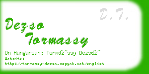 dezso tormassy business card